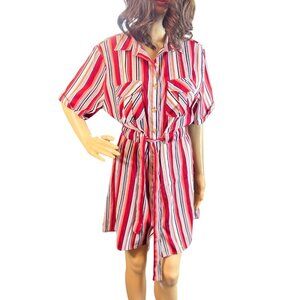 (5 for $25) Song of Style Button Front Shirt Dress in Red Stripe Size XL NWT